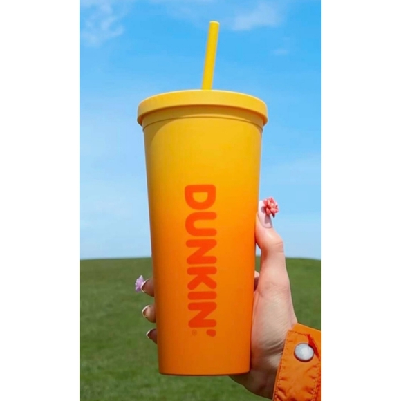 . Dunkin' Yellow/Orange Rainbow Ombre Summer Tumbler/Cold Cup - Picture 2 of 10